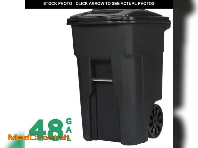 Lot 74-14343224 - Toter 48 Gallon Black Rolling Outdoor Garbage/Trash Can with Wheels and Attached Lid - UNUSED