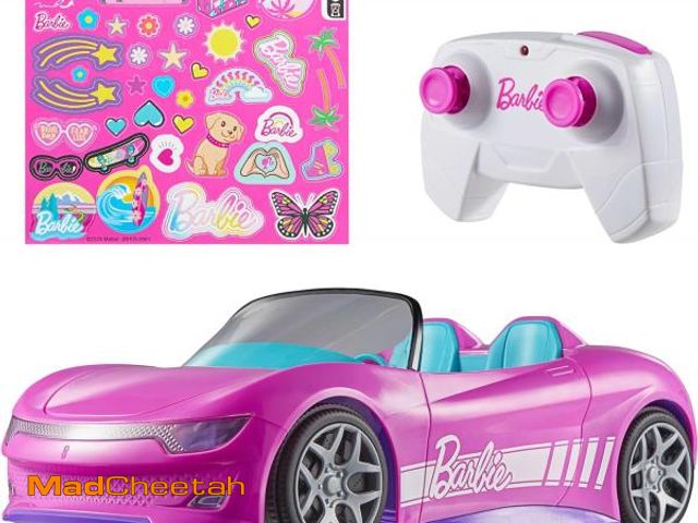 Lot 74-12399841 - Hot Wheels Barbie RC Toy Car, Remote-Control Pink Convertible, Can Hold 2 Barbie Fashion Dolls &amp;...