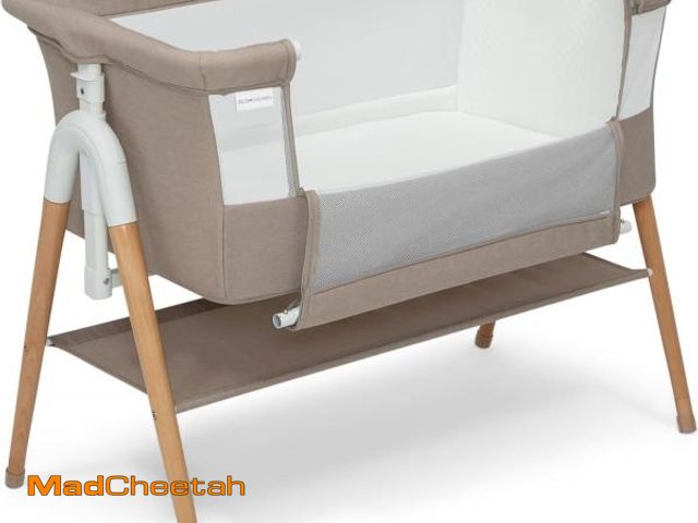 Lot 74-12448710 - Delta Children Bondi Adjustable Height Bedside Beechwood Bassinet with PureAir Mesh Sheet and FSC-Ce...