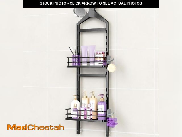 Lot 74-12440336 - ODesign 2 Tier Height-Adjustable Shower Caddy Hanging Anti-Swing-Over The Shower Head Caddy Storage ...