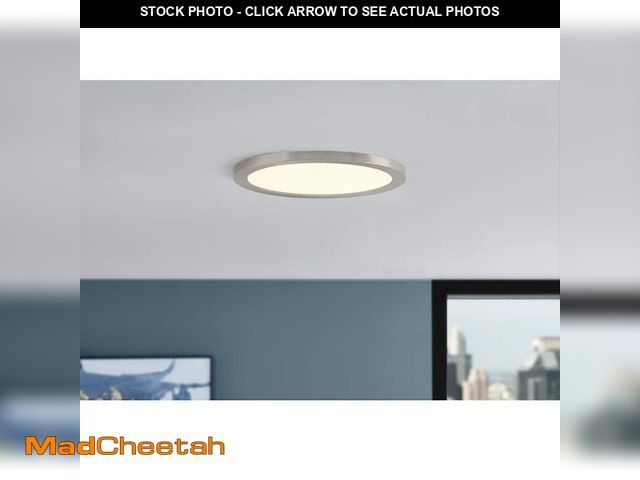 Lot 74-12773633 - Commercial Electric 15 in. Brushed Nickel New Ultra-Low Profile Integrated LED Flush Mount 5CCT (2-P...