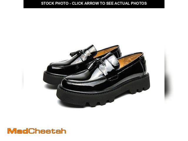 Lot 74-14333140 - didopery Men's Patent Leather Slip-On Tassel Dress Platform Loafers Casual Non-Slip Penny Formal Sho...