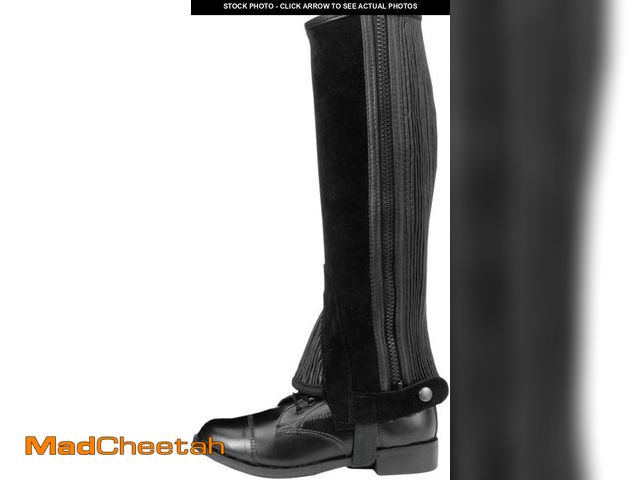 Lot 74-12096549 - Tough 1 Suede Leather Half Chaps, Black, X-Large - UNUSED