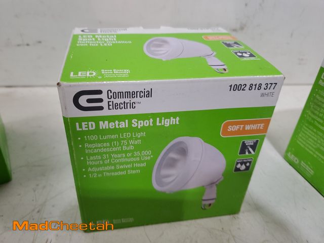 Lot 74-12680631 - Commercial Electric 14-Watt Hardwired White LED Landscape Flood Light Metal Spot Light, 1100 Lumens ...