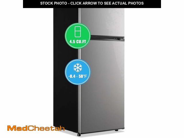 Lot 74-14086771 - (FREEZER DOOR HINGE IS BROKEN) DEMULLER 4.5 Cu.ft Small Refrigerator Mini Fridge with Double Door 3 ...