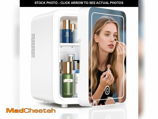 Lot 74-12717125 - Skincare Fridge With Dimmable LED Light Mirror, 4L Makeup Mini Fridge for Bedroom, Car, Office &amp;...