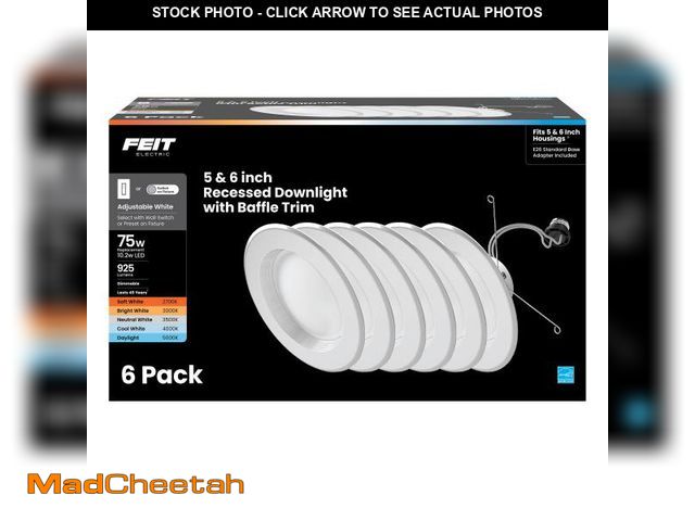 Lot 74-12093602 - Feit Electric LED Downlight Retrofit Kit with Baffle Trim, 75W Equivalent, 5/6-Inch Dimmable Recesse...
