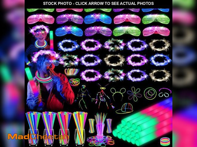 Lot 74-12437276 - HONLYNE 142 PCS Glow in the Dark Party Supplies, 14PCS Foam Glow Sticks, 14PCS Light Up Headband,14P...