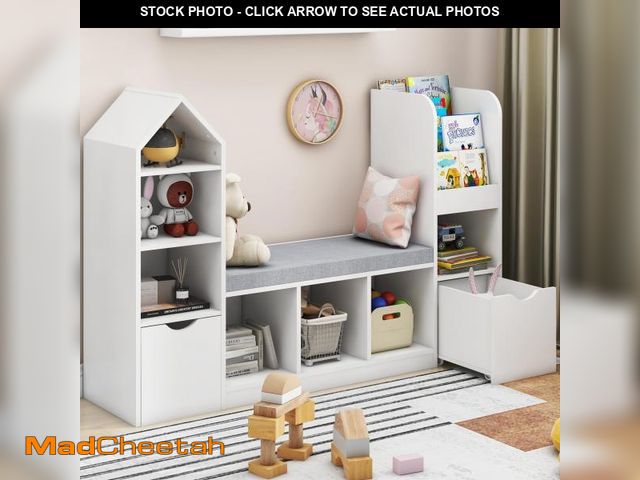 Lot 74-12164493 - Vabches Kids Bookcase and Bookshelf with Reading Nook, Multifunctional Bookcase with 7 Storage Cubbi...