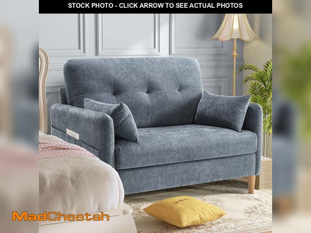 Lot 74-14588043 - (MISSING BACK CUSHION,HARDWARE) BedLuxury 47'' Wide Loveseat, 2-seat Chenille sofa with 2 Pillows fo...