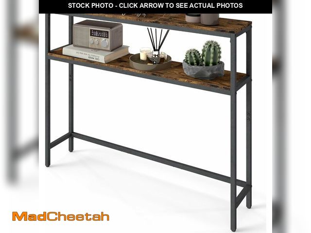 Lot 74-14067704 - VASAGLE Console Table, 2-Tier Narrow Sofa Table with 2 Shelves, 7.9 x 39.4 x 31.5 Inches, for Living...