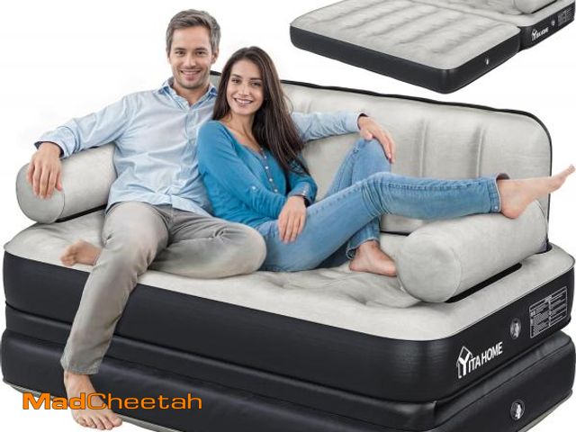 Lot 74-12510660 - YITAHOME Queen Size Inflatable Sofa Bed with Headboard and Pump, Convertible Blow Up Couch, 2-in-1 B...