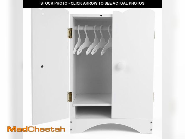 Lot 74-14215300 - Wooden Baby Dolls Closet with 10 Hangers &amp; Shelf, 12-16 Inch Doll Wardrobe for Baby Doll Clothes...