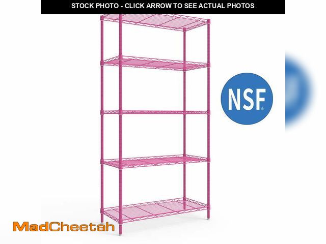 Lot 74-14438791 - Ktaxon 5-Tier Wire Shelving Unit, Steel Storage Rack for Garage Office Kitchen Barbie Pink, 30" W x ...