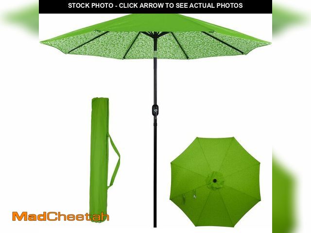 Lot 74-12365733 - Backyard Expressions 9 ft. Patio Umbrella, Market Table Umbrella w/Tilt and Crank, 8 Ribs - UNUSED