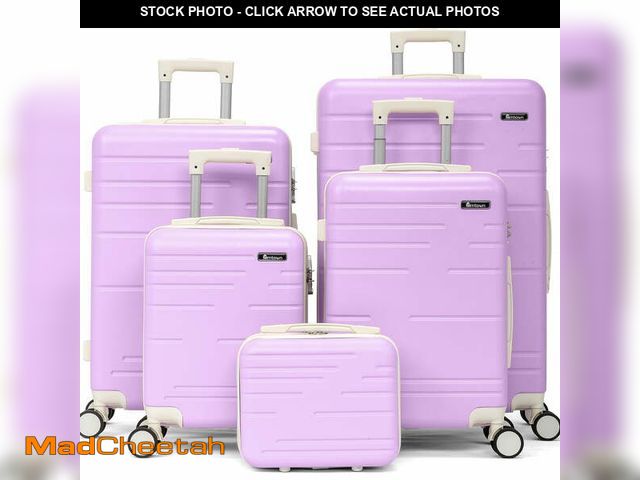 Lot 74-13776364 - Zimtown 5 Piece Sets Luggage Suitcase ABS Hardside with Spinner Wheels and TSA Lock, Purple - USED