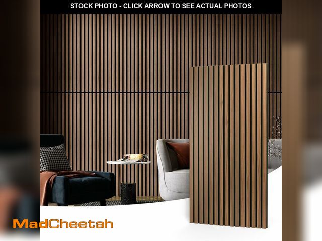 Lot 74-12571304 - (SOME DAMAGE) Art3d 2 Wood Slat Acoustic Panels for Wall and Ceiling - 3D Fluted Sound Absorbing Pan...