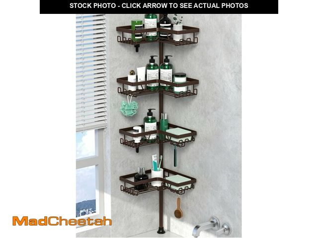 Lot 74-14266160 - DAOYA Corner Shower Caddy Tension Pole - Adjustable 4-Tier Shower Shelf Stainless Steel Corner Tensi...