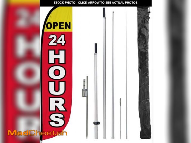 Lot 74-12367653 - LookOurWay Feather Flag Pole Kit - 12 Feet Tall Advertising Flag Banner with Fiberglass Pole Kit and...
