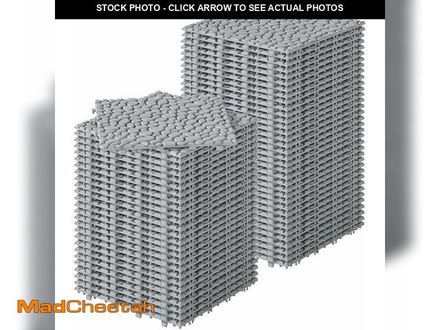 Lot 74-14582094 - Rovibek 60PCS Plastic Interlocking Deck Tiles, 12"x12" Pebble Deck Tiles, Patio Flooring Outdoor Wat...