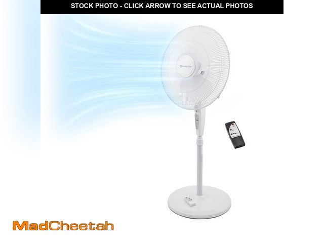 Lot 74-12143975 - Comfort Zone 18 in. Pedestal Fan with Remote, Tilt, 3 Speeds &amp; Timer - UNUSED