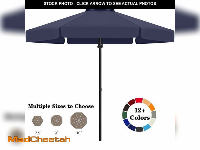 Lot 74-14261214 - ABCCANOPY 7.5ft Outdoor Market Hand Push Patio Umbrella With Hanging Edge,12+Colors, Navy Blue - USE...