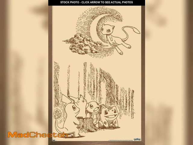 Lot 74-12138084 - Trends International Pokemon - Sepia Scene Wall Poster, 34L x 22.4W, Bronze Framed Version - UNUSED