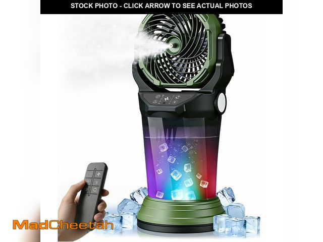 Lot 74-14271359 - Portable Misting Fan with Remote, 2L Water Tank &amp; 2 Spray Modes, 30000mAh Rechargeable Outdoor C...