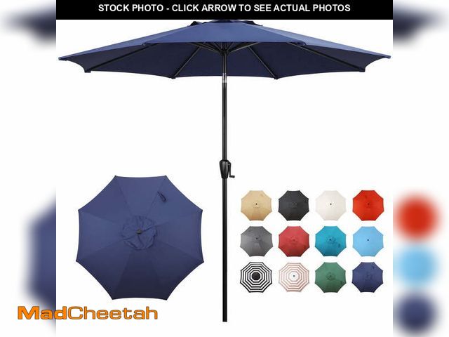Lot 74-14071543 - Havenside Home Sun-Ray 9' Round 8Rib Aluminum Market Umbrella, Base Not Included Navy Blue - UNUSED
