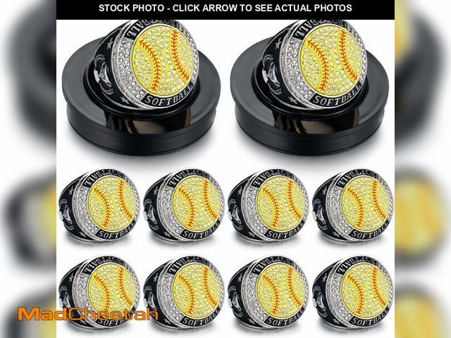 Lot 74-14268126 - Highergo 10 Pcs Basketball Softball Baseball MVP Dancer Champion Trophy Ring with Display Stand Star...