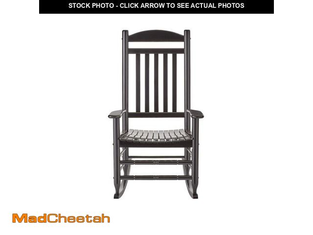 Lot 74-12464998 - Hampton Bay Black Wood Outdoor Rocking Chair - UNUSED