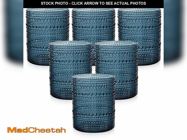 Lot 74-14268828 - Joyido 18PCS Hobnail Plastic Drinking Glasses - 14Oz Beaded Mixed Drinkware Sets Disposable - Blue V...