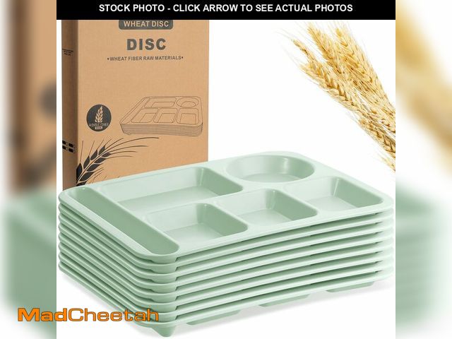 Lot 74-14300915 - Pinkunn 8 Pcs Large 14 Inch Unbreakable Divided Plates for Kids Adults Wheat Straw Tray Dishwasher M...
