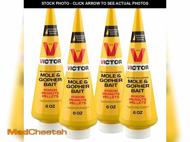 Lot 74-12718549 - Victor M6006 Outdoor Mole &amp; Gopher Poison Peanuts, Mole and Gopher Killer Bait, 4 Pack - UNUSED