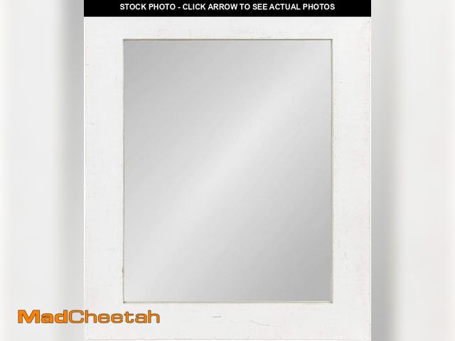 Lot 74-12170034 - Kate and Laurel Garvey Wood Framed Wall Mirror, 36x30, Rustic White - UNUSED