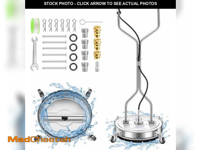 Lot 74-13776714 - 20" Pressure Washer Surface Cleaner with 4 Wheels and Dual Handle, Power Washer Attachment for Clean...