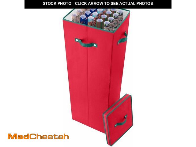 Lot 74-13041822 - Wrapping Paper Storage Box - Holds 20 Rolls of Gift Wrap - Upright Container with Dividers - For Hol...