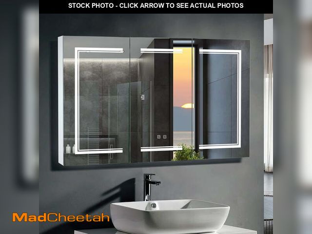 Lot 74-12597262 - Ktaxon 48"x28" LED Bathroom Mirror Cabinet with Lights, Wall-Mounted Medicine w/ Defogger, Dimmable,...