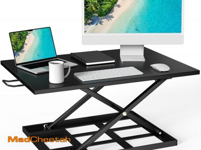 Lot 74-12510490 - Slendor Standing Desk Converter, 32x22 inch Adjustable Desktop Standing Desk, 0-17 inch Height Adjus...
