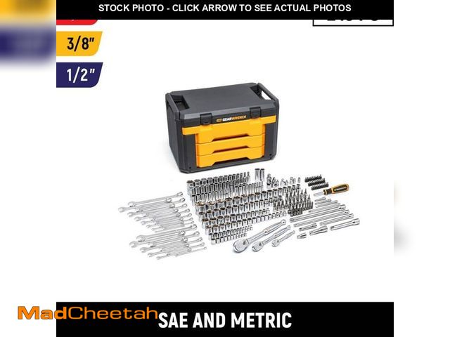 Lot 74-13099563 - GEARWRENCH 1/4 in., 3/8 in. and 1/2 in. Drive 6-Point SAE/Metric Mechanics Tool Set in 3-Drawer Stor...