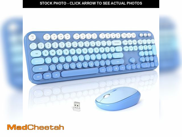 Lot 74-14429455 - MOFII Wireless Keyboard and Mouse Combo, Cute Keyboard Full Size and Wireless Mouse, 2.4GHz Retro Ty...