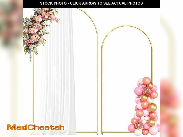Lot 74-12327539 - (MISSING HARDWARE) Hzdeying Metal Arch Backdrop Stand, 7.2FT+6FT Wedding Arch Frame, Gold Wedding Ar...