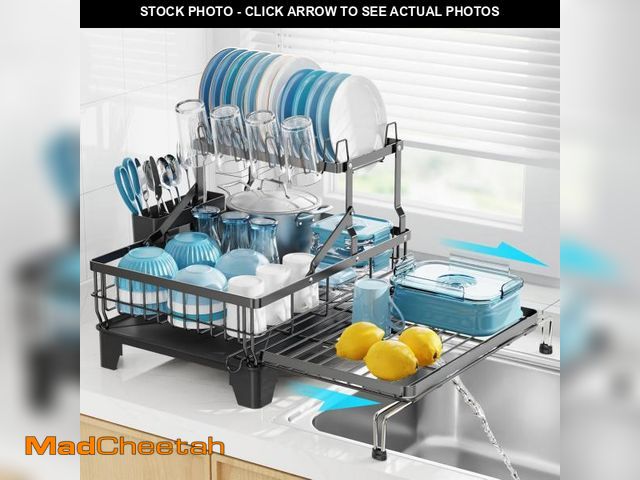 Lot 74-12326956 - GSlife Large Dish Drying Rack - Extendable 2-in-1 Dish Racks for Kitchen Counter or Over Sink, 2 Tie...
