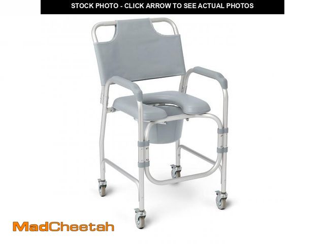 Lot 74-12396812 - Medline Aluminum Padded Shower Chair Commode with 4 Locking Casters, 300 lbs. Capacity ÃÂ¢Ã¢âÂ¬Ã¢...