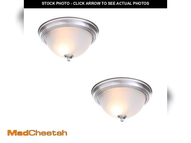 Lot 74-12804003 - Commercial Electric 13 in. 2-Light Brushed Nickel Flush Mount with Frosted Glass Shade (2-Pack) - UN...