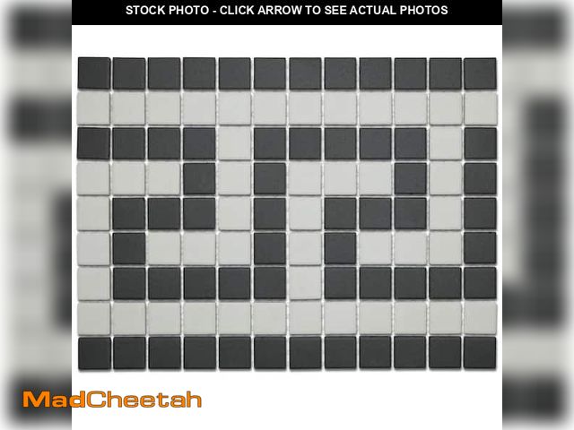 Lot 74-14361632 - Merola Tile Gotham 1 in. Greek Key Border Black and White 9 in. x 12 in. Porcelain Floor and Wall Mo...