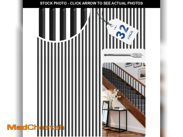 Lot 74-14067020 - 32 Pack Iron Balusters for Staircase Interior, 44 Inches Square Hollow Metal Balusters, 1/2" Wrought...