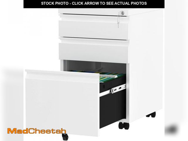 Lot 74-12133757 - YITAHOME 3-Drawer Mobile File Cabinet with Lock, Office Storage Filing Cabinet for Legal/Letter Size...