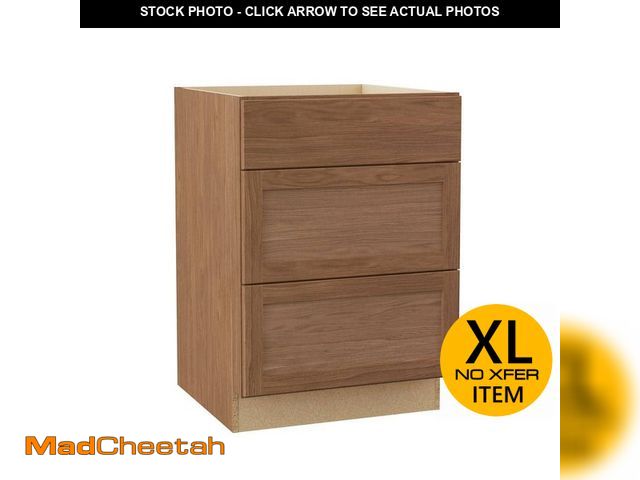 Lot 74-12673155 - Hampton Bay Sinclair 24 in. W x 24 in. D x 34.5 in. H Assembled 3 Drawer Base Cabinet in Shaker Sadd...