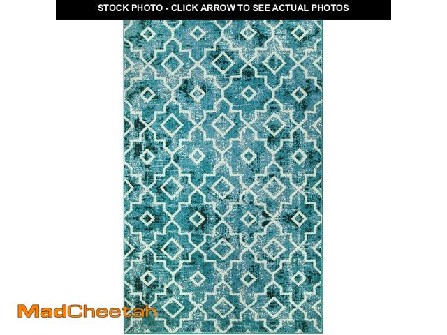 Lot 74-13041561 - Moynesa Moroccan Washable Area Rug 3x5, Teal Modern Non-Slip Throw Mat for Kitchen with Rubber Backi...